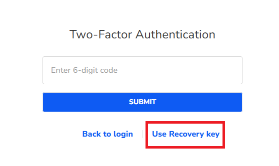 Eingabemöglichkeit eines Wiederherstellungsschlüssel Use Recovery key
