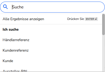 Auswahlliste zur Festlegung zusätzlicher Suchkriterien in der Transaktionsübersicht.