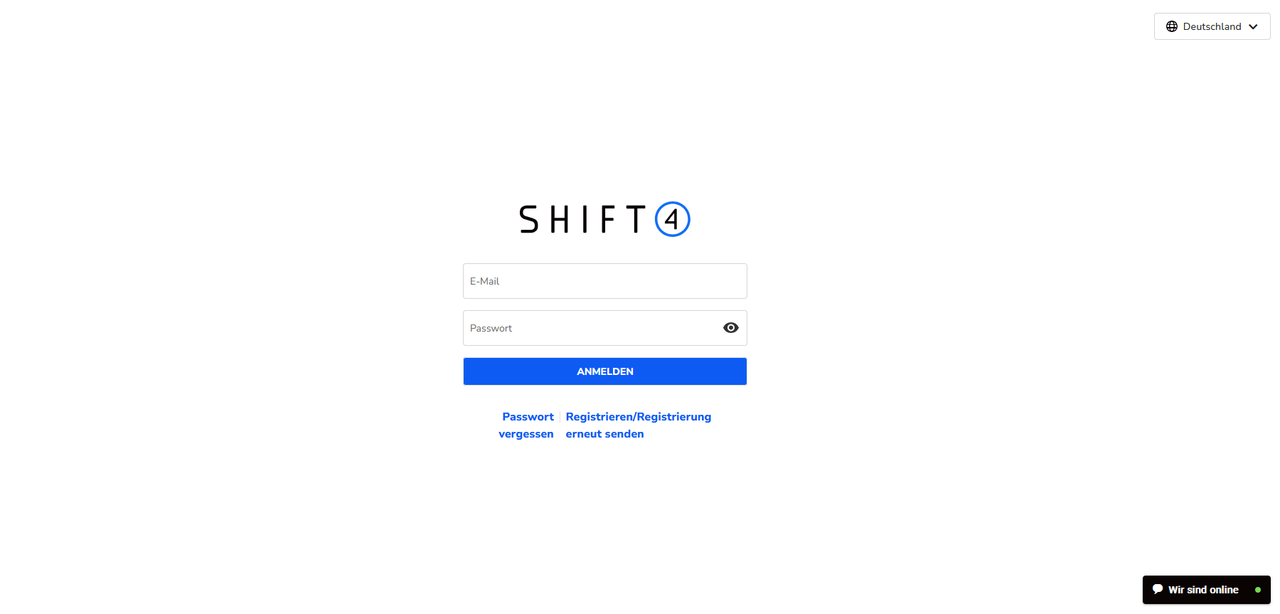 Login-Seite vom Shift4 Customer Hub (ehemals Lighthouse) mit Feldern für E-Mail, Passwort und ‚Anmelden‘-Button.